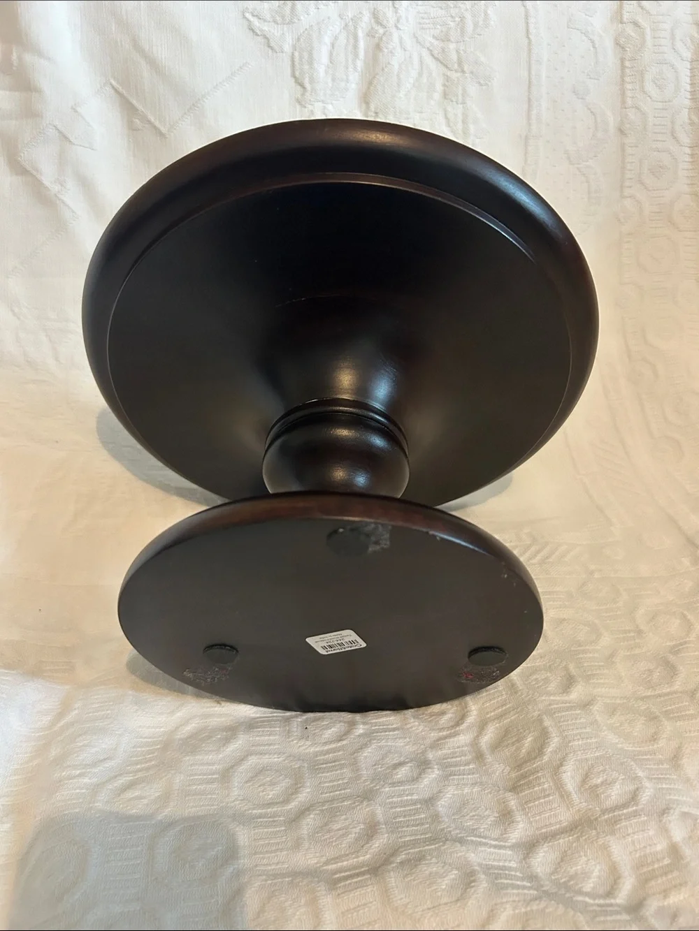 Crate and barrel Decorative brown wood Pedestal Cake Stand with Brown Edge